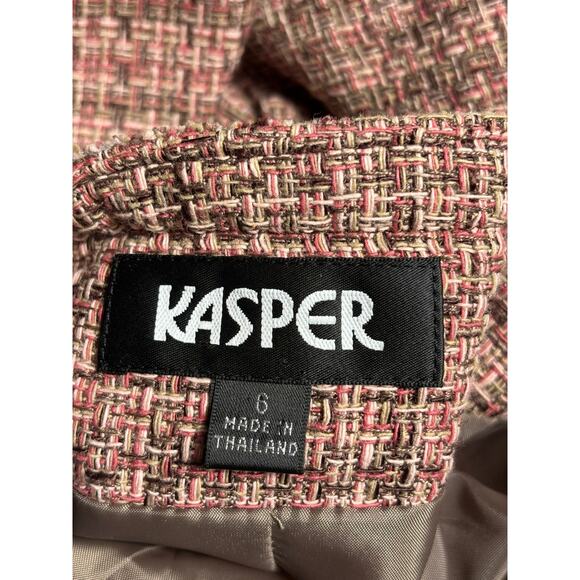 Kasper Blazer Jacket Womens Size 6 Multicolor Tweed Front Pockets Casual Career - Picture 3 of 7
